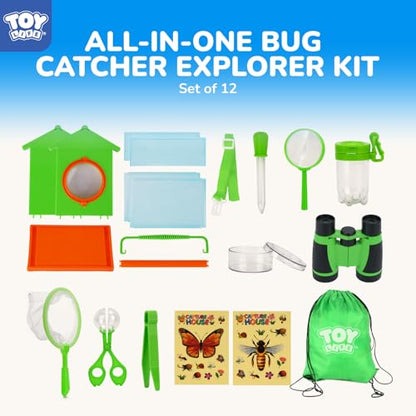 TOY Life Bug Catcher for Kids, Bug Catching Kit Kids Explorer Kit with Bug Net, Catching Tool, Tweezers, Magnifying Glass, Binoculars, Insect Catcher, Educational Outdoor Toys Kid Adventure Set - style: Core Explorer Set