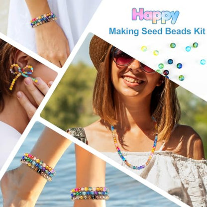 XSEINO About 1200pcs 6mm Crack Glass Beads Oceanic Blue Bracelet Making Kit - color: Ocean Blue