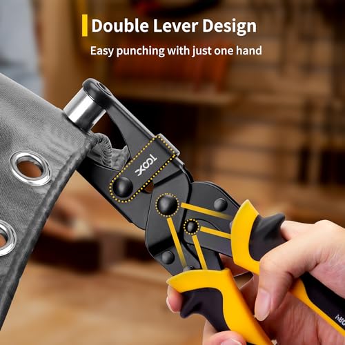 XOOL Grommet Tool Kit, 200 Sets 3/8" 10mm Grommets with Magnetic Positioning, Heavy Duty Grommet Pliers with Hole Cutter for Tarps, Canvas, Fabric, Banners, Leather and DIY Crafts - size: 3/8" Grommet Tool Kit