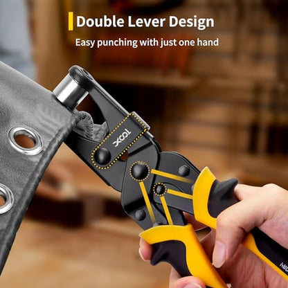 XOOL Grommet Tool Kit, 200 Sets 3/8" 10mm Grommets with Magnetic Positioning, Heavy Duty Grommet Pliers with Hole Cutter for Tarps, Canvas, Fabric, Banners, Leather and DIY Crafts - size: 3/8" Grommet Tool Kit