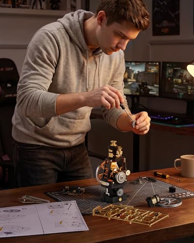 ROKR Industrial City Series 3D Puzzle Mechanical DIY Model Set with Light & Movement Thermo Engine（CGM03）-DIY Educational STEM Toy for Adults & Teens, Retro Industrial Decor