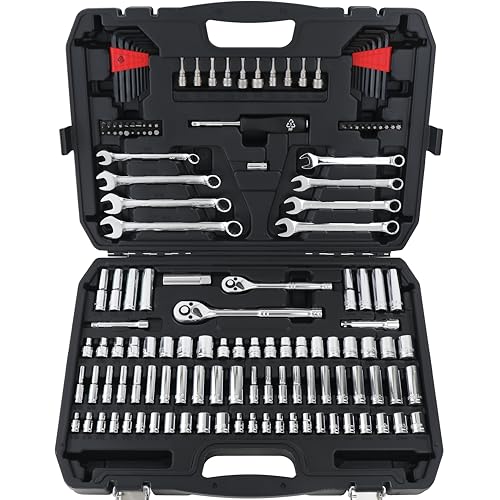 Amazon Basics Mechanic's Socket Tool Set With Case, Metric Sizes, 145-Piece - size: 145 Piece