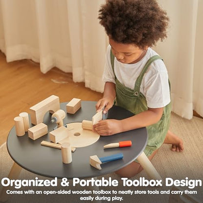 PlanToys® Wooden Handy Carpenter Set Montessori Practical Life Kids Play - color: Carpenter