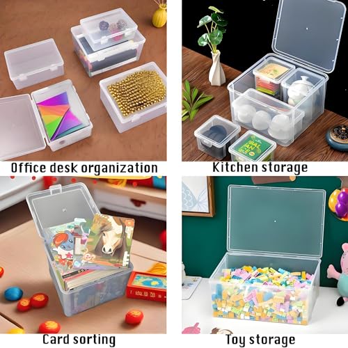 Nail art toolbox Bead Organizers-8 Pcs Jewelry Organizers and Storage Plastic Storage Cases Mini Clear Bead Containers Transparent Boxes with Hinged Lid and Rectangle Clear Craft Supply Case - size: 8 Pieces Big Sizes Mixed