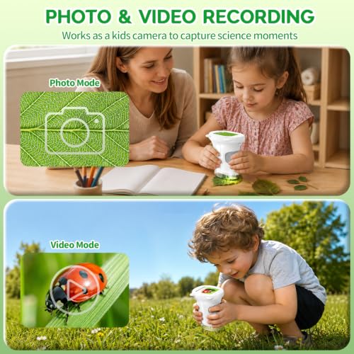 WINWEND Pocket Kids Microscope 1000X Handheld Microscope for Photo and Video Portable Science Kits STEM Toys – Christmas/Birthday Gifts for Girls & Boys Ages 3-12(White) - color: White