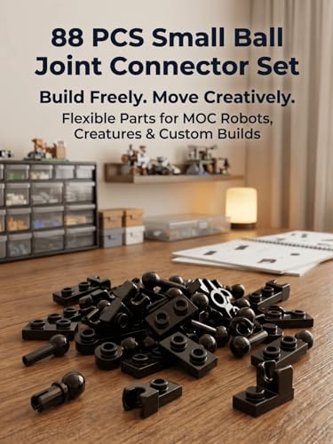 88 PCS Small Ball and Socket Joints Pieces Compatible with Lego Pieces, Black 10 Sizes Ball Joint Socket Connectors, Figure Limb Building Blocks Bulk, Universal Joint Axle MOC Parts - color: Black