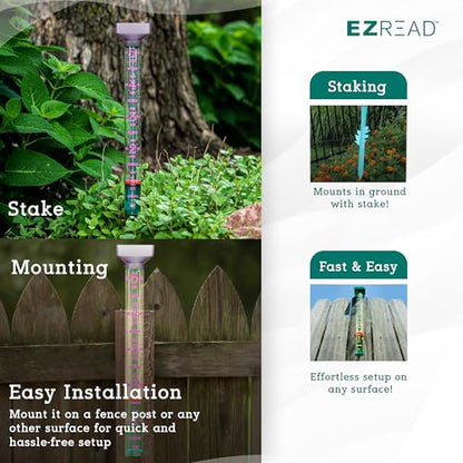 Headwind EZRead 15” Giant Professional Outdoor rain Gauge, USA Made Heavy Duty All Weather Freeze Proof Metal Stake or mountable with Float, Easter Purple (820-0582PURP) - color: Easter Purple