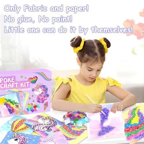 Poke-in Fun Art Fabric Craft- Magical Dream Decor,Mess Free Kids'Paper Craft Kits,Arts and Crafts for Kids,DIY Art Activity Birthday Ideas for Children,Toys for Girls &Boys Ages 4-10+ - style: Magical