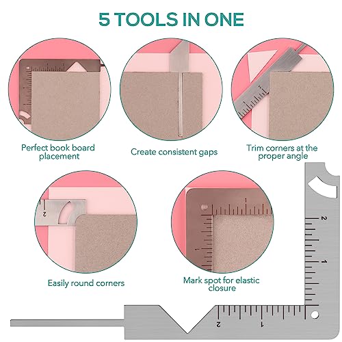5Pcs/Set,Book Cover Guide,5-in-1 Stainless Steel Metal Bookbinding Cover Tool for Making Book Cover Creating Book or Album Covers Out of Chipboard Makes Creating Covers Out of Chipboard Simple. - color: 5PCS Book Cover Guide