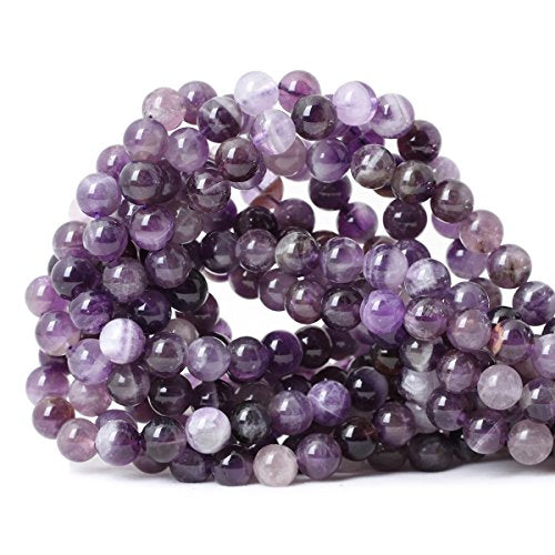 45PCS 8mm Natural Dog Teeth Amethyst Gemstone Round Loose Beads Crystal Energy Stone Healing Power for Jewelry Making 1 Strand 15" - color: Dog Teeth Amethyst, size: 8mm