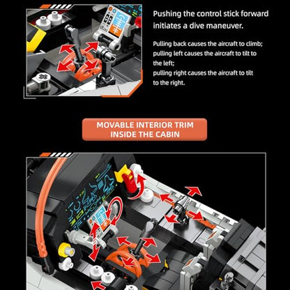 Fighter Jet Building Set, F-35 941PCS Military Aircraft Model Building Kit with Movable Stand, Compatible with Lego Jet, Cockpit Controls and Display Screen, Gift for Teens and Adults