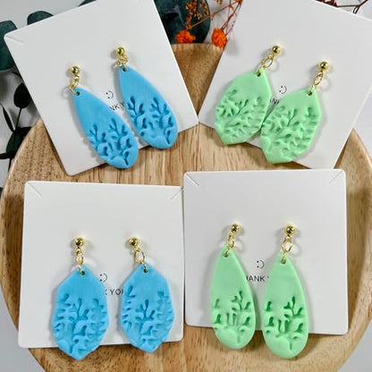 Xaekicr 5pcs Leaf Texture Polymer Clay Cutters – Clay Cutters for Earrings, Geometric Teardrop Shape Clay Tools, Clay Molds for Polymer Clay Jewelry DIY - color: 2L color