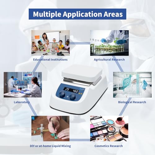 ONiLAB 280℃ 5 inch LED Digital Square Hotplate Magnetic Stirrer with Ceramic Coated Aluminum Work Plate, 200-1500rpm,110V,Temp Probe Sensor and 9PCS Stirring Bars Included - style: 280℃ Square Stirrer with Bar Sets