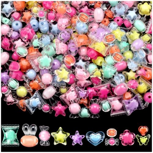 ZLFSRQ Acrylic Candy Beads 250g Assorted Kandi Beads for Jewelry Making