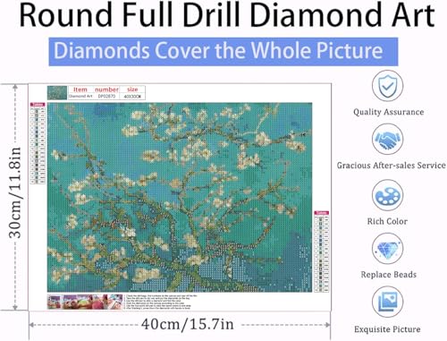 VeGuude Flower Diamond Art Kits for Adults Van Gogh Diamond Painting Kits - color: DP02870