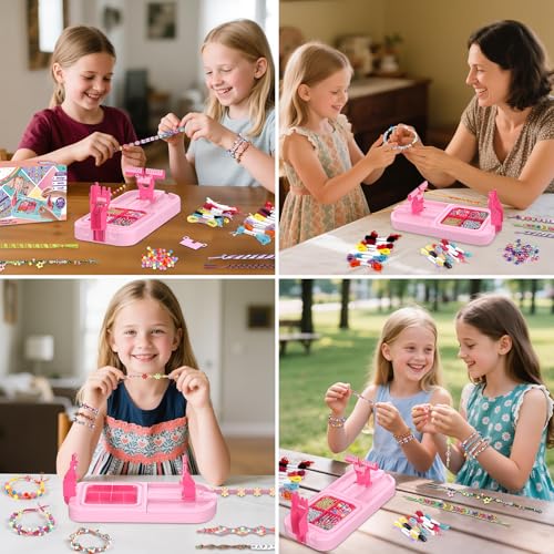 Cmiolacuna Friendship Bracelet Making Kit for Girls Ages 8-12 Loom Maker - color: Dark Pink