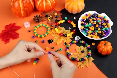 XIANNVXI 10Colours Halloween Pony Letter Beads Set Bracelet Making 640pcs Orange Purple Green White Letter Pony Beads Bulk - color: Halloween C
