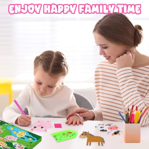Labeol Diamond Art Kits for Kids with 5D Diamond Creat Your Own GEM Keychains Arts and Crafts for Kids Ages 8-12 Christmas Stocking Birthday Gifts for Kids 6+ - style: Farm