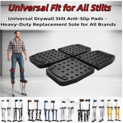 Drywall Stilt Sole Replacement Kit - 4Pcs Drywall Stilt Non-Slip Mats for Construction, Painting, Electrical Work Universal Anti-Slip Pads for All Stilts