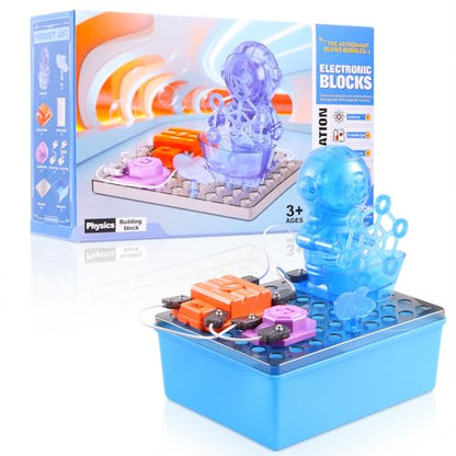 STEM Educational Toy Science Kits for Kids, Electric Bubble Machine, DIY Circuit Connections, Educational Fun Toy Gift for Children Boys Girls Ages 3 4 5 6 7 8 9 10 11 12 - color: Blue