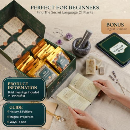 Wyspell 40 Pcs Dried Herbs and Flowers for Witchcraft, Candle & Soap Making