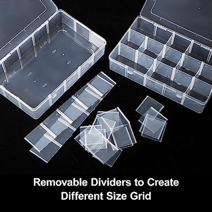Gospire 2PCS 15 Large Grids Clear Plastic Box Organizer Storage Container - color: Clear-15 Grids*2