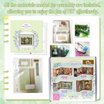 Flever Dollhouse Miniature DIY House Kit Creative Room with Furniture for Romantic Valentine's Gift (Molly Garden) - color: Molly Garden