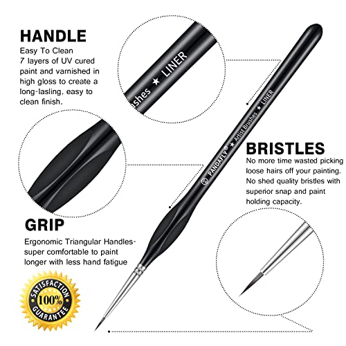 PANDAFLY Detail Paint Brushes Set for Fine Detailing & Art Painting, 15pcs - size: 15 Size