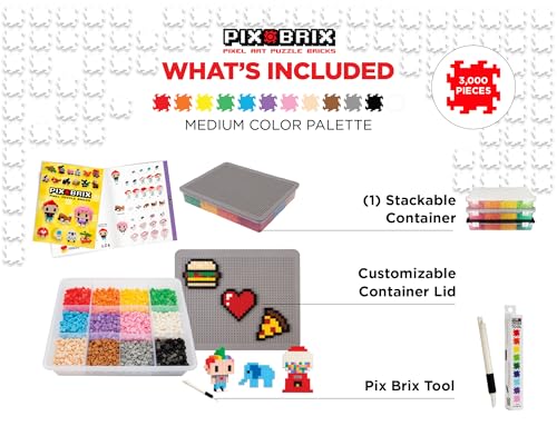 Pix Brix Pixel Puzzle Building Bricks, 3,000 Pcs Container, Medium Palette - color: Medium, size: 3000pc