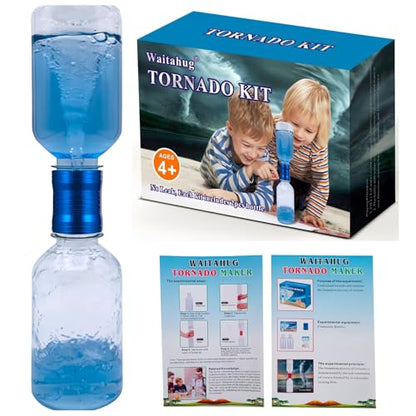 Tornado Maker, Bottle to Bottle Transfer Connectors, 2pc Clear Bottles, No Leak, Tornados Toys for Kids, Weather Science Experiment Toy