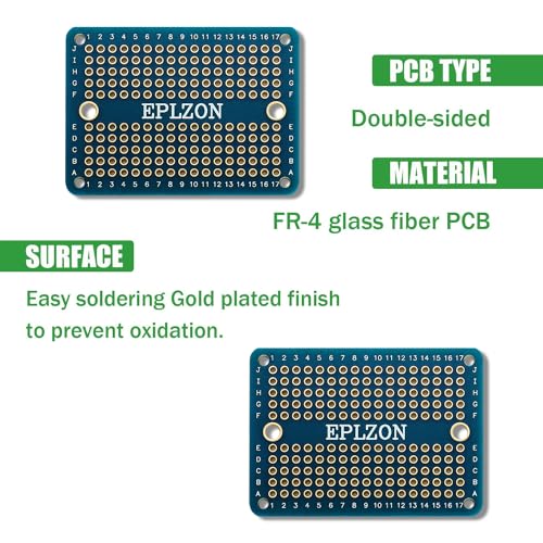 Solderable Breadboard Mini PCB Board Gold-Plated Solder Breadboard for DIY Electronics Projects Apply to Soldering Projects 2.0"x1.5" Mixed Color(Pack of 10 Pcs,Blue) - size: Blue