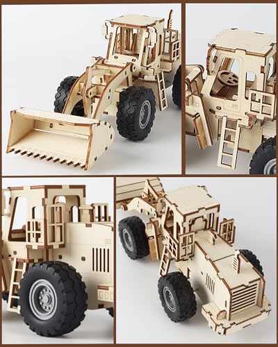 3D Wooden Puzzles Bulldozer Model Car Kits for Adults to Build