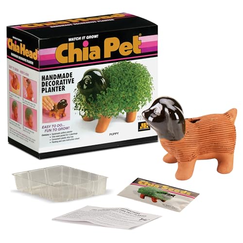 Chia Pet Puppy with Seed Pack, Decorative Pottery Planter, Easy to Do and Fun to Grow, Novelty Gift, Perfect for Any Occasion - style: Puppy