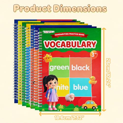 7 Magic Grooved Writing Books, Large Reusable 3D Grooved Writing Practice
