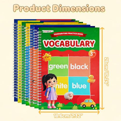 7 Magic Grooved Writing Books, Large Reusable 3D Grooved Writing Practice