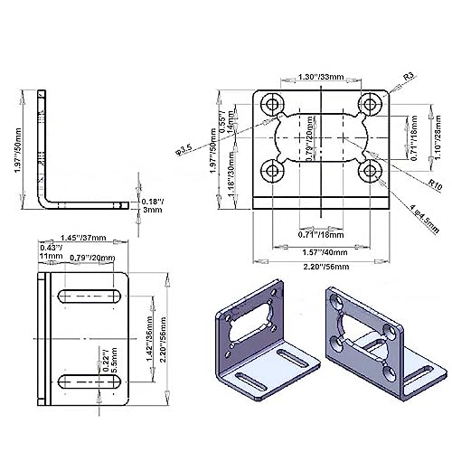 Bringsmart Mini Mounting Brackets of A58 Worm Gear Motor with Screw - size: Bracket