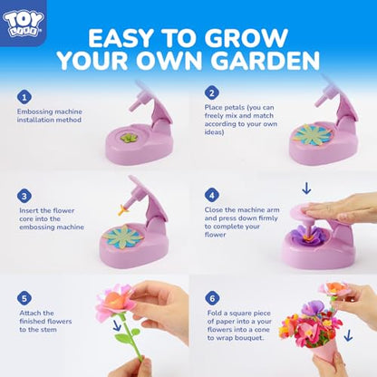 TOY Life DIY Flower Bouquet Craft Kit, Reusable Fabric, Ages 3-12 - color: Pink-16 Pack