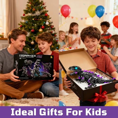 DOLIVE STEM 5 in1 Dinosaurs Building Kits for Kids Ages 8-14, Remote Control and App Controlled Dinosaur Figures Toy, Birthday Gift for 8 9 10 11 12+ Years Old