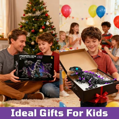 DOLIVE STEM 5 in1 Dinosaurs Building Kits for Kids Ages 8-14, Remote Control and App Controlled Dinosaur Figures Toy, Birthday Gift for 8 9 10 11 12+ Years Old