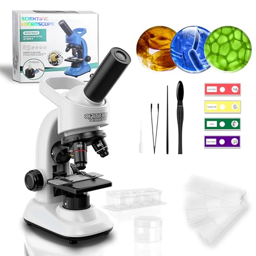Kids Microscope Kit, 40X-1600X Beginner Microscope for Kids with LED Light, Prepared Slides, Phone Adapter and Lab Tools, STEM Science Toy for Ages 5-12