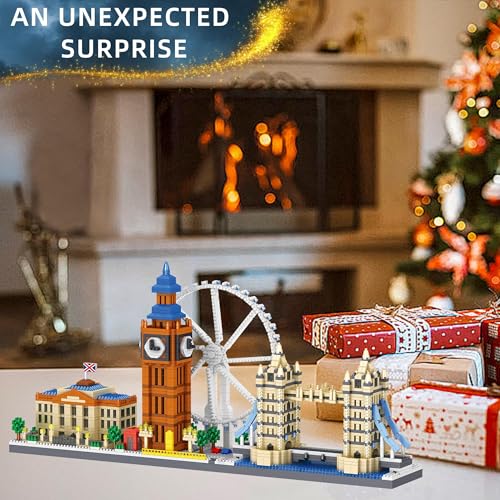 London Skyline Building Blocks Sets - 3110PCS Famous London Landmarks Architecture Toy Micro Mini Building Bricks Kit with London Eye,Big Ben,Westminster Palace,Tower Bridge for Adult, STEM Gift