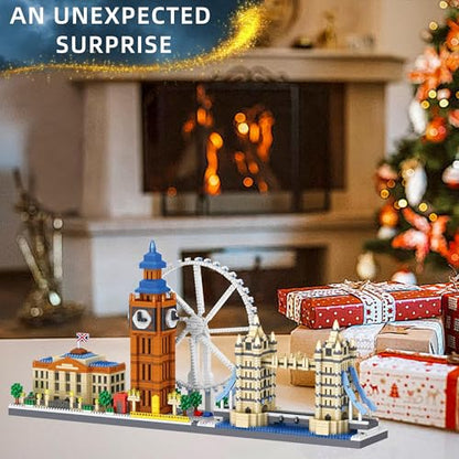 London Skyline Building Blocks Sets - 3110PCS Famous London Landmarks Architecture Toy Micro Mini Building Bricks Kit with London Eye,Big Ben,Westminster Palace,Tower Bridge for Adult, STEM Gift