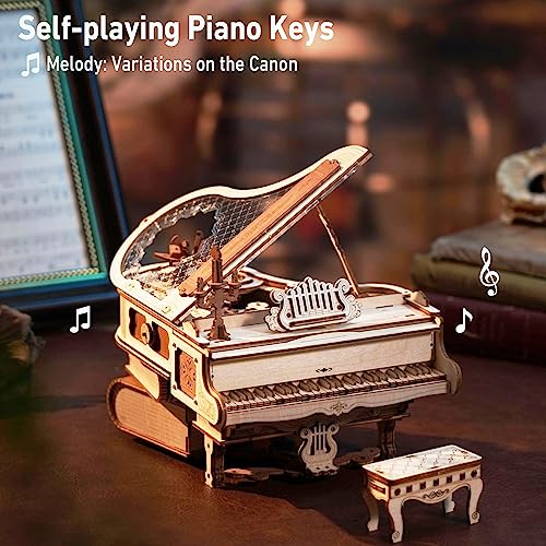 ROKR 3D Puzzles for Adults Cello+Piano Model Kit Wooden Music Box AMK81+AMK63 Building Kit Desk Gift for Men Women Hobby for Adults
