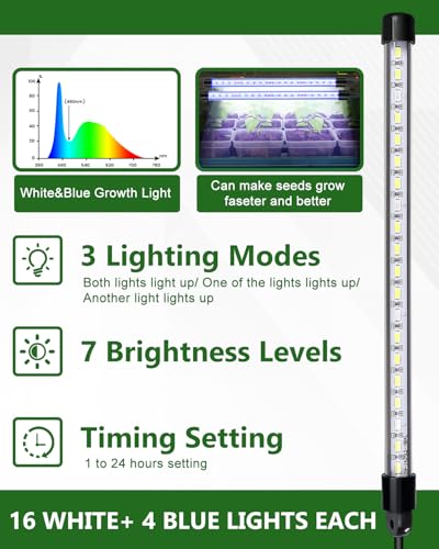 12 Cell Seed Starter Kit with Grow Light Heating Mat & Silicone Pots - size: 12 Cell