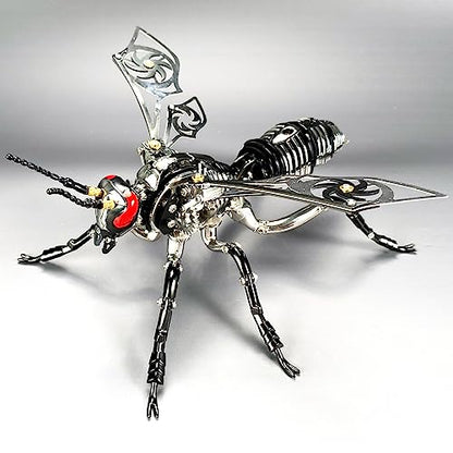3D Metal Wasp Puzzles for Adults, Black Model Kits Mechanical Building Blocks, Difficult DIY for Assembly Gifts for Men - style: 3D Metal Wasp-Silver Black