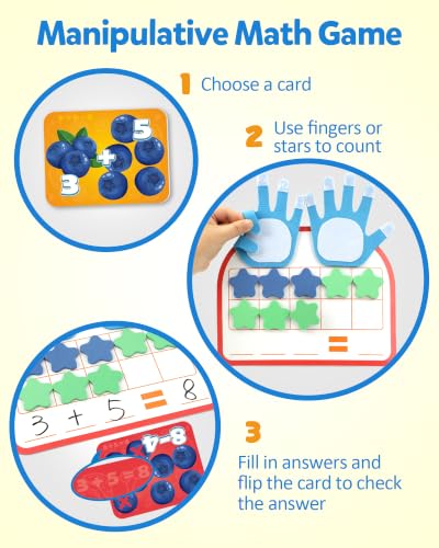 Coogam Montessori Math Manipulatives Number Counting Block, Magnetic Ten Frame Addition Subtraction Practice with Dry Erase Board, Educational Learning Toy Gift for 1st 2nd & 3rd Grade