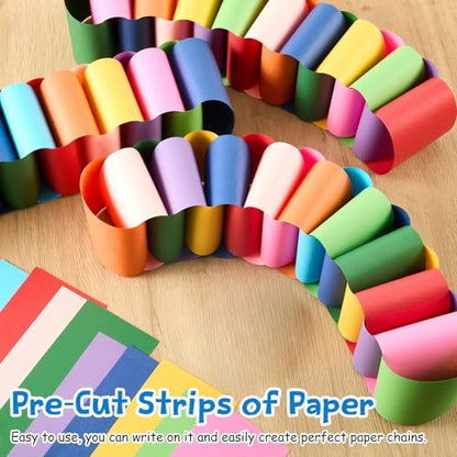 360 Sheets Paper Chain Garland Paper Kit, 3 x 8 in, Vibrant - color: Vibrant, size: 3 x 8 in