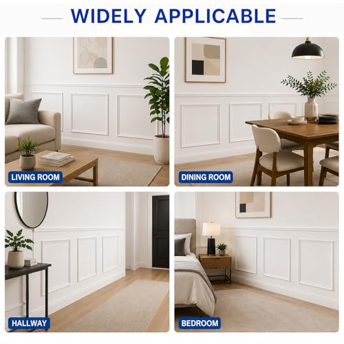 3 Set Peel and Stick Wall Molding Kit,Pre Cut Wainscoting Panels,24x24in - color: 24x24in