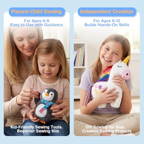 Avenir My First Sewing Kit for Kids 6-8, Penguin Stuffed Animal Craft Set - color: Penguin
