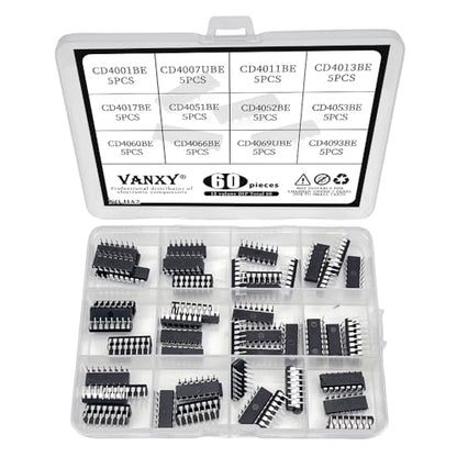 60Pcs CD4001BE CD4011BE CD4013BE CD4017BE CD4051BE CD4052BE CMOS IC kit